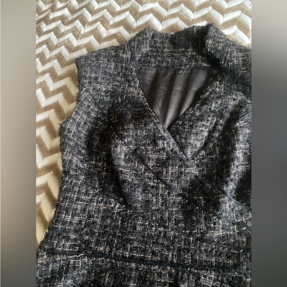 BRIONI MULTI COLOR TWEED SLEEVELESS WAIST GATHER FITTED DRESS Sz 42It - Picture 4 of 8